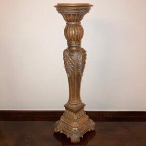 Vintage Fitz and Floyd Bronze Resin Baroque Style Floor Pillar Candle Stand